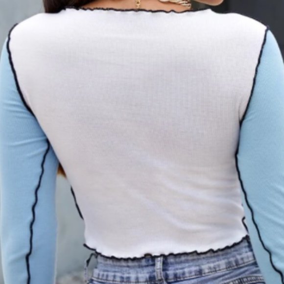 Rib-knit Colorblock Crop Top - Picture 3 of 4